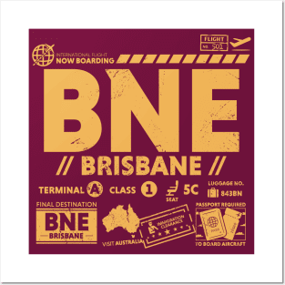 Vintage Brisbane BNE Airport Code Travel Day Retro Travel Tag Australia Posters and Art